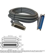 Cable Parallel Printer Centronics 36-Pin Male D-Sub DB25 25-Pin 10FT IEEE 1284