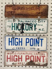 lot of 4 NORTH CAROLINA city license plates Graham, Hickory, High Point