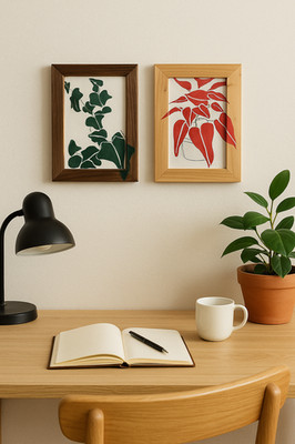 2 Originale Pflanzen-Gemälde von Mitra Bostani, gerahmt, minimalistisch   Unikat