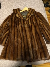 Womens Brown Mink Fur Coat Size L Mid-Length ...