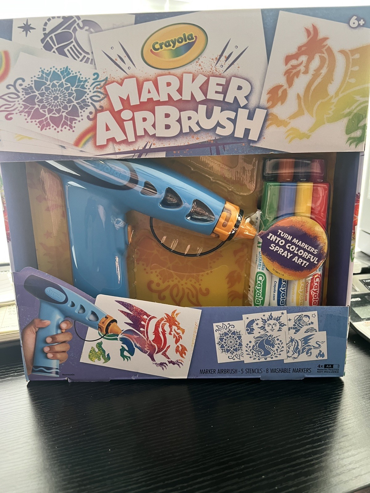 Marker Airbrush Art Kit with Sprayer, Markers, and Stencils 