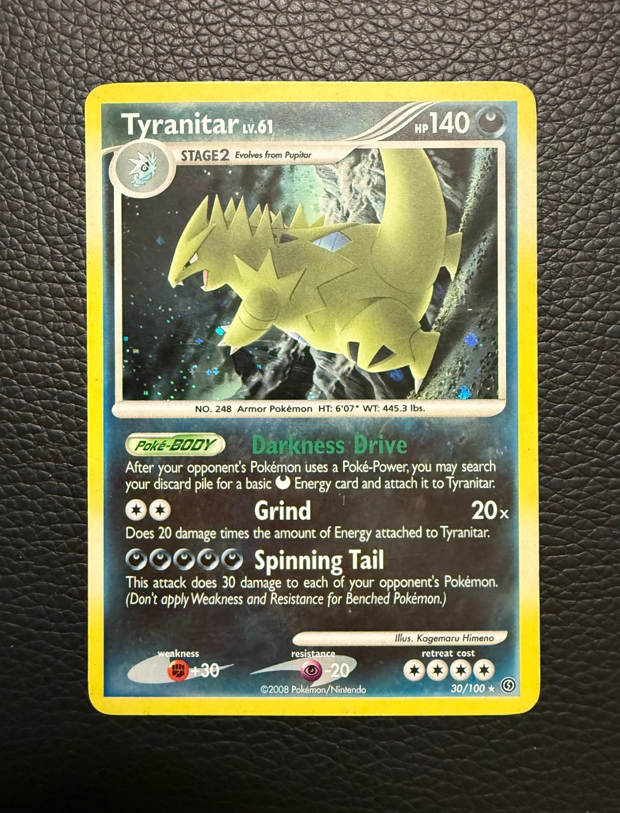 Pokemon TCG Tyranitar Lv 61 30/100 Stormfront Holo Rare 2008   