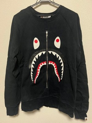 A BATHING APE Shark Sweatshirt Black Size L Stylish Streetwear