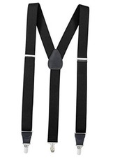 Suspender for Men Made in USA Y-Back Leather Regular - 46 Inches Black