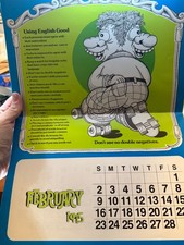 Vintage 1975 Xerox Alfred Perry Grammar Cartoon Calendar Poster