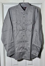 Forge Workwear Men's FR Long Sleeve Button-Down Work Shirt Size XL Light Gray