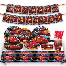 Cars Complete Party Bundle for 10 Guests with Plates Cups Banner Napkins Set