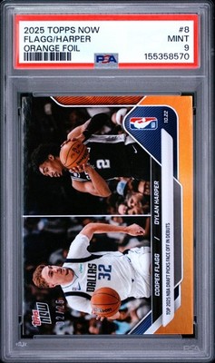 2025 TOPPS NOW ORANGE FOIL #8 COOPER FLAGG/DYLAN HARPER 2/25 PSA 9