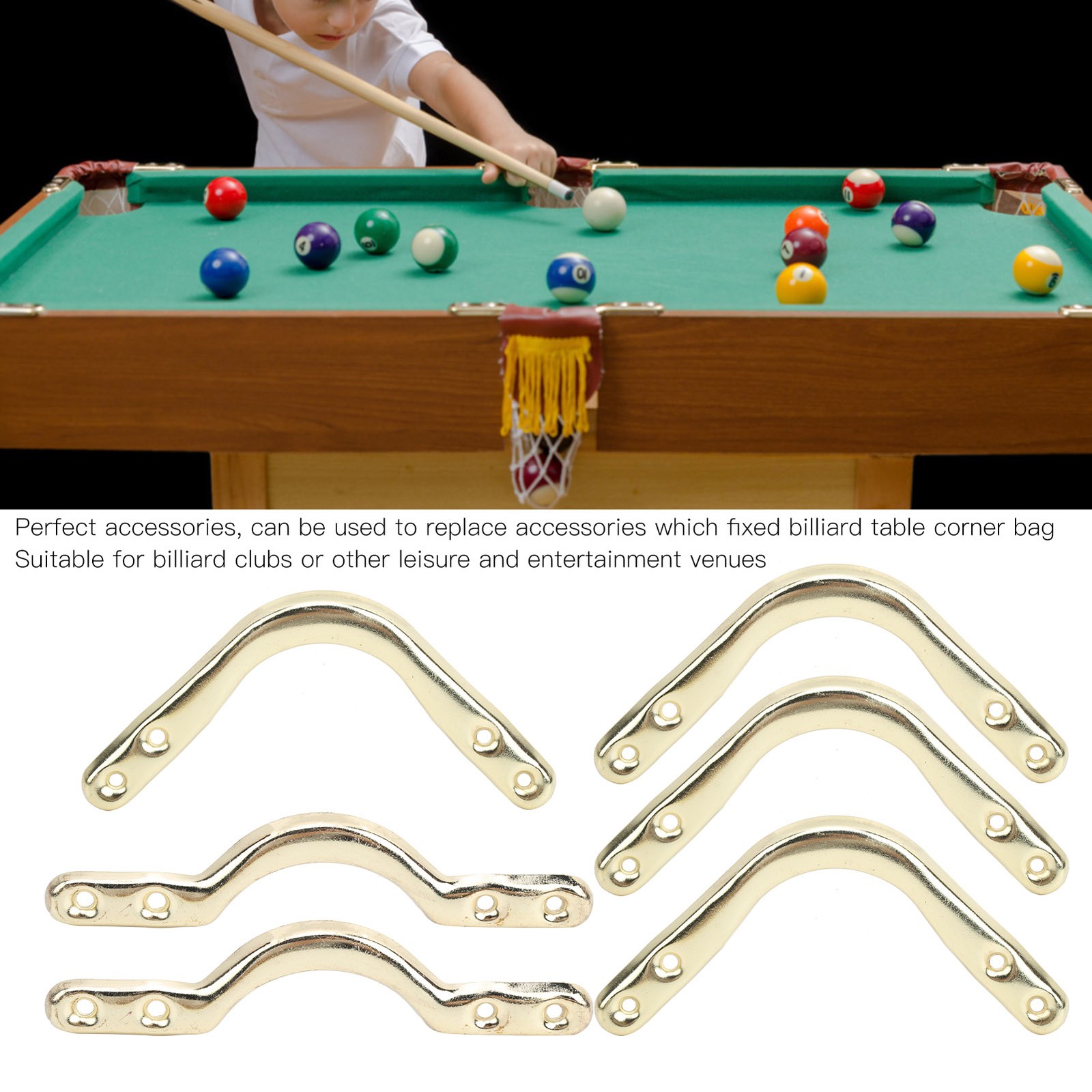 HOT 6Pcs Billiards Corner 4in Pool Table Pocket Brackets Set Accessories For BJ