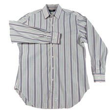 Ralph Lauren Classic Fit Striped Button-Down Shirt Men 15.5 Pink Blue