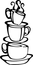 22"x43" Black Coffee Cup Wall Sticker Double-Sided Removable Vinyl Decal Art