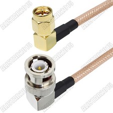 SMA Male Right Angle to BNC Male Right Angle 90  Lot RF Pigtail RG400 Coax Cable
