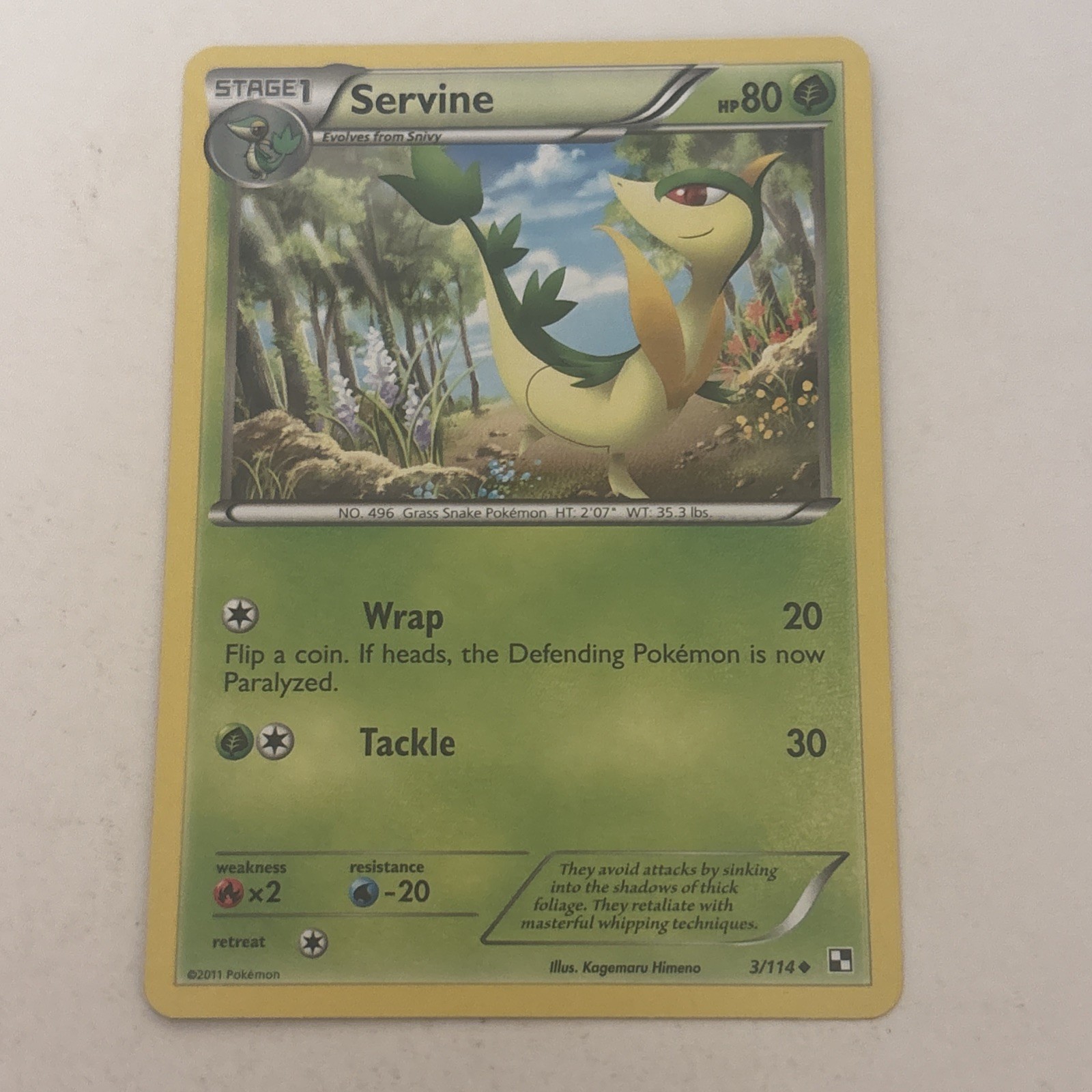 Servine 3/114- Black & White- Regular Uncommon Pokémon TCG NM/LP