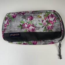 Jansport Concrete Gray Pink Floral Girls Pencil Calculator Bag Multi School