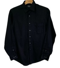 Arrow Fitted Men's Shirt Size Medium 15.5 34/35 Wrinkle Free Button Up Black