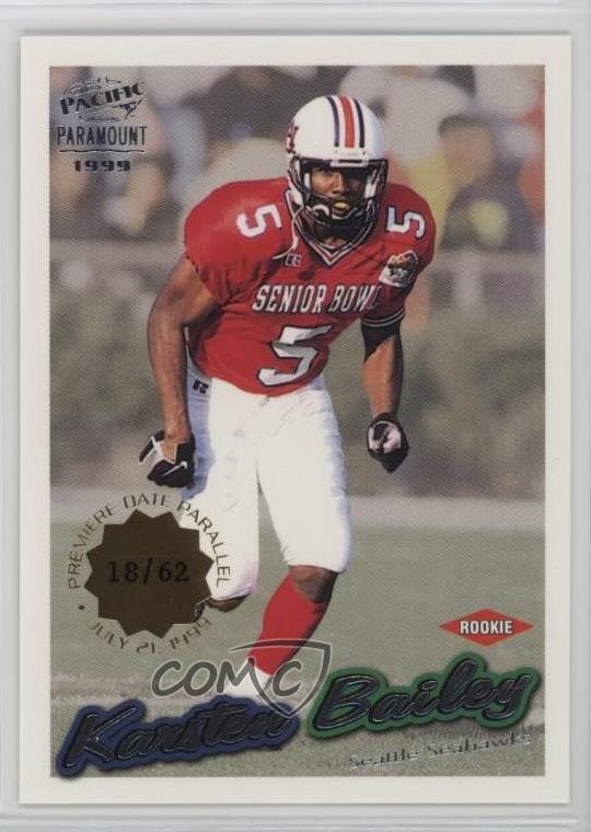 1999 Pacific Paramount Premiere Date 18/62 Karsten Bailey #217 Rookie RC 0q3