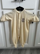Vintage Carter  s Baby Unisex Boy Girl 0-3 Months Yellow Terry Teddy Bear Pajama