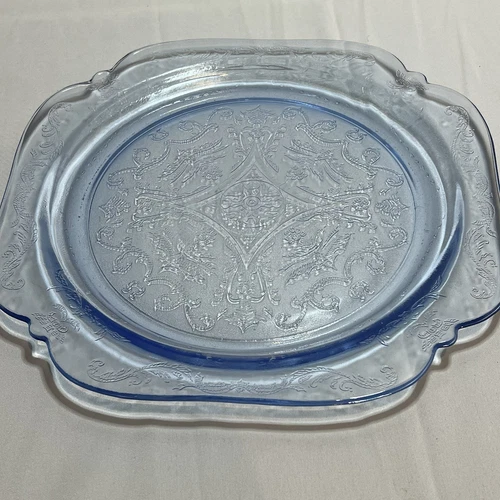 VINTAGE INDIANA DEPRESSION GLASS RECOLLECTION MADRID BLUE PLATE FEDERAL 10”