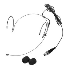 Microphone with Ear Hook, Dual Headphones with Mini XLR 4 Pin Black