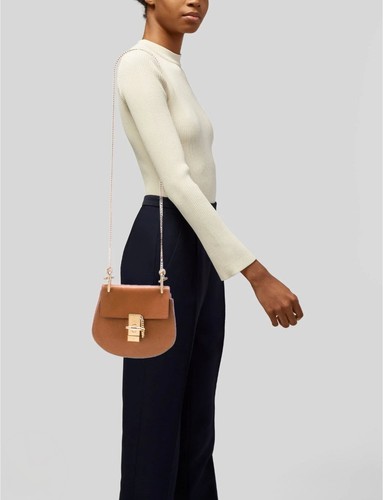 Chloe Drew Bag Tan Leather Gold Hardware Chain
