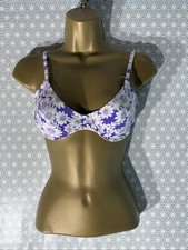 womens Miss Selfridge Uk 10 Purple White Flower Underwired Beach Swim bikini top