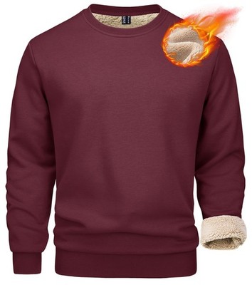Mens Casual Sweatshirts Sherpa Lined Winter Warm Fleece Pullover Crewneck Shirts
