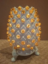 Pineapple Lamp Vintage Retro Mid Century 10" Ceramic Opalescent Glazed, WORKS
