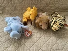 Out Of The Safari! Lot of 4 Retired Vintage TY Beanie Babies 1995 To 1996