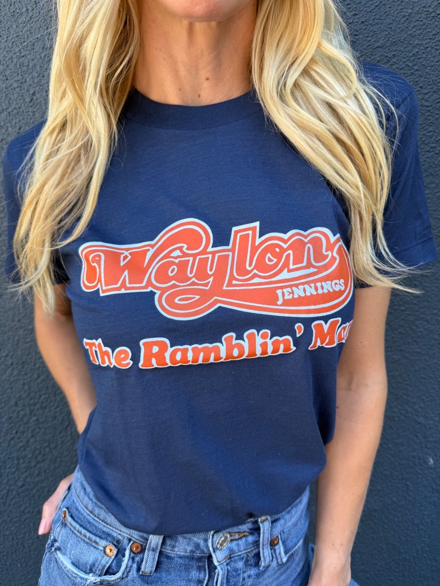 VINTAGE 80s WAYLON JENNINGS THE RAMBLIN' MAN T-SHIRT MEN SZ S