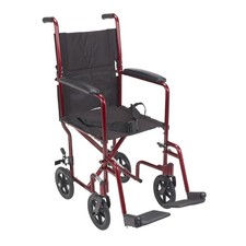 Lightweight Folding Transport Wheelchair Swing Away Footrests Red Drive Medical