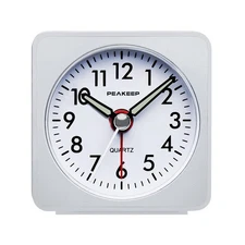 Peakeep Ultra Small, Battery Travel Alarm Clock with Snooze and Light, Silent
