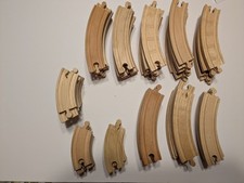 Huge Lot of Wooden Railway Track 62 curve pieces Thomas and Friends or Brio