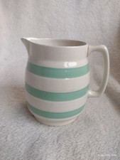 Large Vintage Staffordshire Chef Ware Milk Jug in Cream and Pale Green