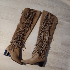 Zara Overknee Stiefel mit Franzen Beige Neu Mit ETIKETTE GR.37