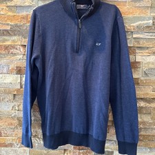 Vineyard Vines Saltwater Quarter-Zip Mens L Pullover Sweater Preppy Whale