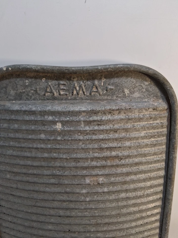 Rare Vintage AEMA Galvanized All Metal Washboard Excellent Condition Look - Image 2 of 4