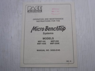 Pace Incorporated MBT-100 / MBT-200 / MBT-100E / MBT-200E Instructions