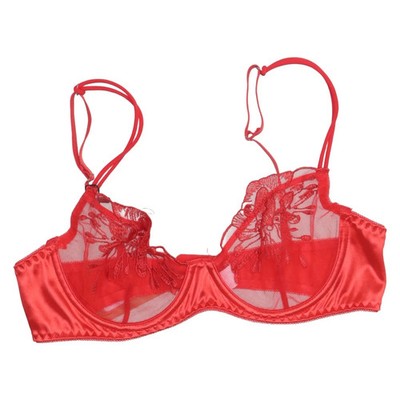 BH, Größe: M, Rot, Elasthan/Polyester, Blumen, Damen #ggS
