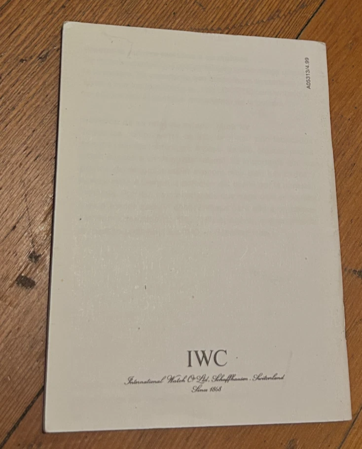 IWC Mark XV Booklet Manual 3253 istruzioni d'uso 2001 - Immagine 2 di 2