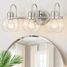 3-Light Bathroom Vanity Light, Brushed Nickel Bathroom Wall Light Fixtures, M...