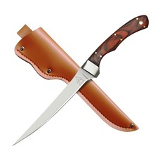 Kratos Bushcraft 12 Inch Fillet , Fish Fillet , 440C Stainless Steel, Wood Ha...