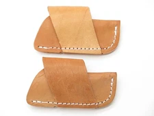 Pack Of 2 - Leather Side Draw Stockman Trapper Folding Pocket Knife Sheath Case