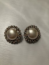Vintage signed Jay Stongwater Pearl Clip Earrings