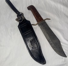 LARGE 14.5" BOWIE KNIFE PAKISTAN  LEATHER SHEATH - Deer