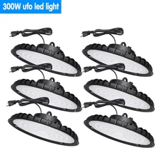6 Pack 300W UFO Led High Bay Light Shop Industrial Commercial Factory Warehouse
