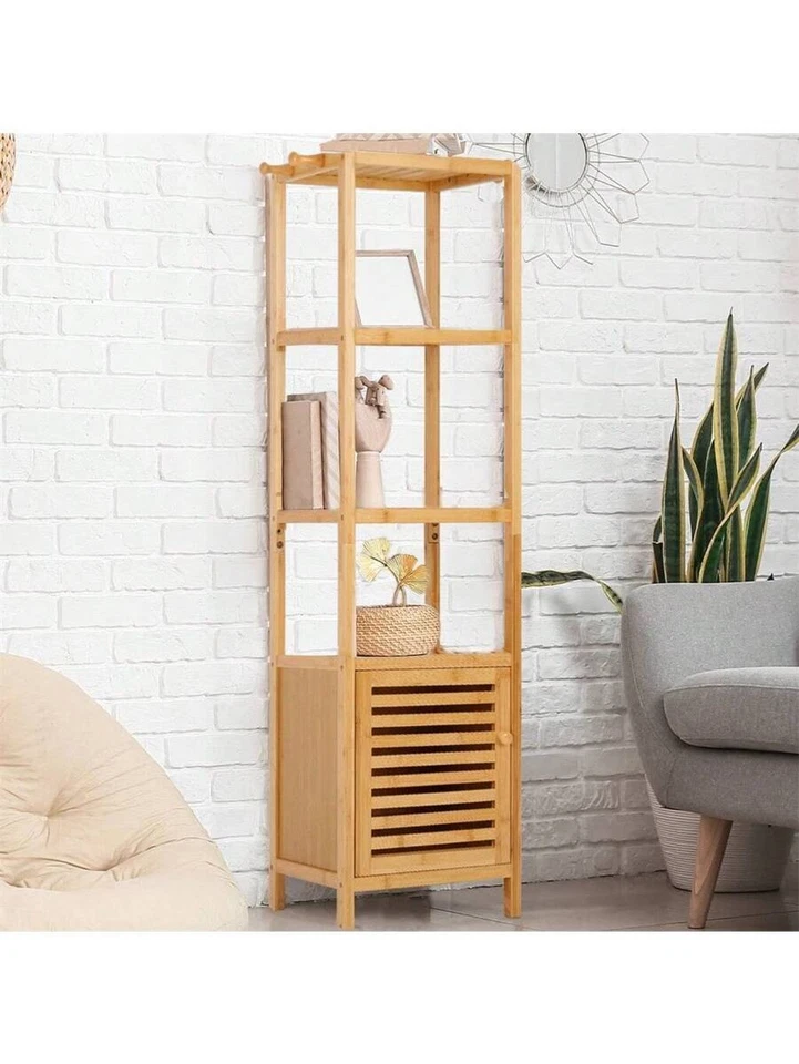 Bathroom Storage Cabinet Unit: Freestanding Narrow Tall Shelf Slim Corner - Image 3 of 4