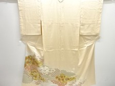7573742: JAPANESE KIMONO / IRO-TOMESODE / SILK / EMBROIDERY / FLOWER ARABESQUE