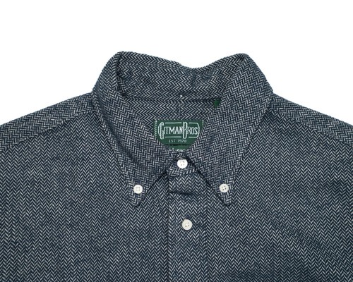 Gitman Vintage $250 Navy Blue Heavy Herringbone Soft Brushed Flannel Shirt XXL - Picture 2 of 7