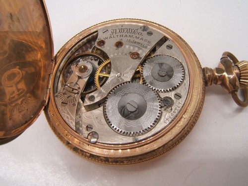 WALTHAM HUNTER CASE POCKET WATCH GOLD FILED 20 YEAR CASE 15J RUNNING - Picture 10 of 13