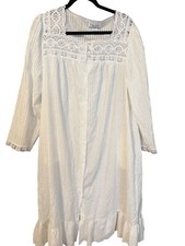 VTG Willow Creek Button-Front Nightgown Robe housecoat Lace Trim M Prairie USA